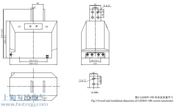LZZBJ9-10B電(dian)流互感器(qi)外形尺寸圖